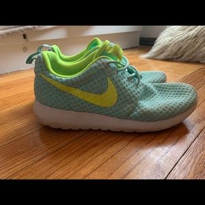 Neon blue/green Nike sneakers